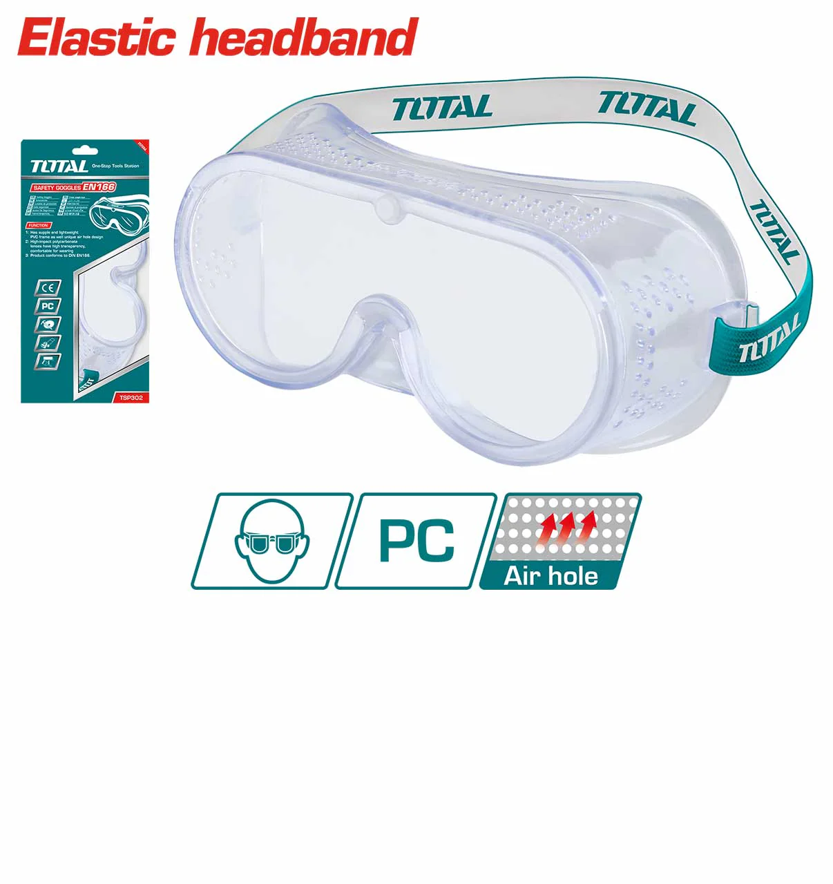 TOTAL-TSP302 CLEAR SAFETY GOGGLES