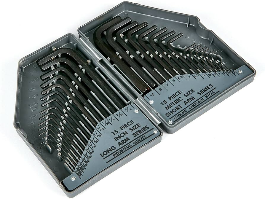 HEX KEY ALLEN WRENCH 30PCS SET (IMPERIAL & METRIC, CR-V, BLACK) 0-10 mm